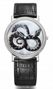 Piaget’s 2013 Altiplano Chinese Zodiac Snake uses the cloisonné enamelling technique. The watch houses the ultra-thin Calibre 430P manual-winding movement. Photo: © Piaget