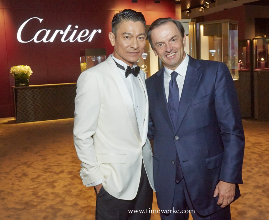 Andy Lau and Cartier President and CEO Stanislas de Quercize at the Cartier booth in Watches&Wonders. Photo: © Cartier