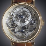 Breguet Classique Tourbillon Quantième Perpétuel Skeleton reference 3795 in pink gold (3797BR/1E/9WU). Powered by the Calibre 588QP2 manual-winding movement with 50 hours of power reserve. Indicative pricing: SGD345,700 (Singapore dollars) / MYR773,500 (Malaysian Ringgit). The information provided on the dial of this perpetual calendar watch tells us that it is a non leap-year (year 2) and the time is 9.44 on 1 April which is a Tuesday. Photo: © TANG Portfolio. Elfa / Timmy. BaselWorld 2014