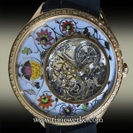 Vacheron Constantin Métiers d’Art Fabuleux Ornements “Indian Manuscript”.
Reference 33580/000R-9959. Introduced in 2014, it features the Grand Feu champlevé enamelling and hand-engraved dial with a polished ring. Priced at SGD218,100 / MYR520,400. Photo: © TANG Portfolio. Special thanks to Christine Chia